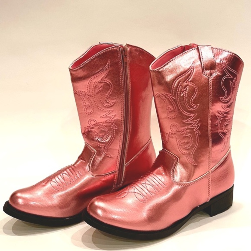 Comfort Trends Metallic Pink Mid Calf Western Cowboy Boots Womens NEW